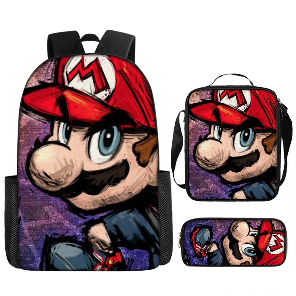 Cartoon Backpack, Primary And Secondary School Students Three-Piece Set, School Bag, Backpack, Shoulder Bag, Pencil Case.