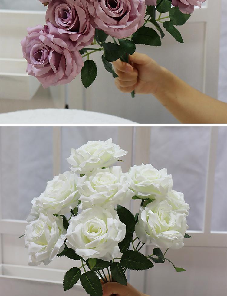9-Head Diamond Rose Silk Bouquet for Wedding & Home Décor