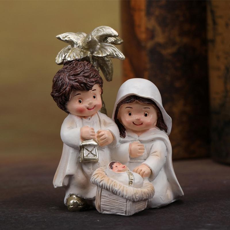 Elegant Nativity Scene Figurines Set for Christmas Home Decoration On Tables and Fireplaces Ornament