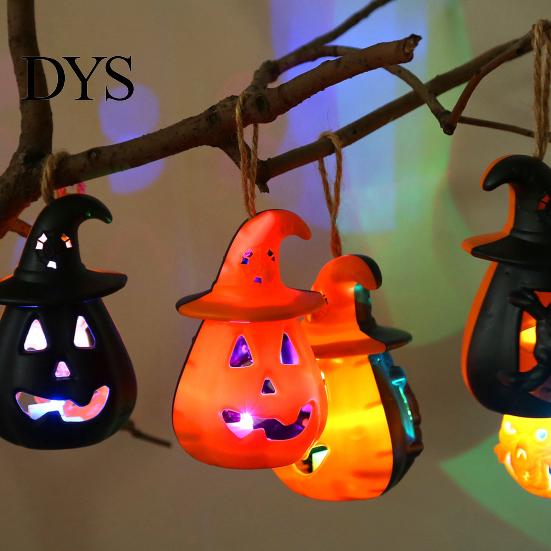 Festive Halloween Lights 12 Pcs LED Pumpkin Lantern, Spooky Hanging Lighted Indoor Night Light with Witch Hat for Outdoor Home Party Decor Lanterns