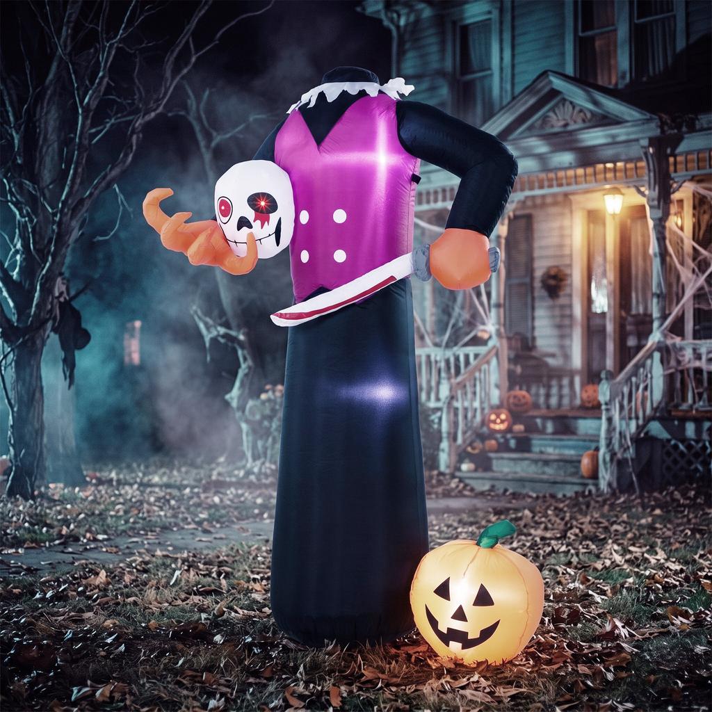 6 Ft Halloween Inflatable Headless Skeleton Blow Up Halloween Skeleton Decoration With Led Lights For Indoor Outdoor