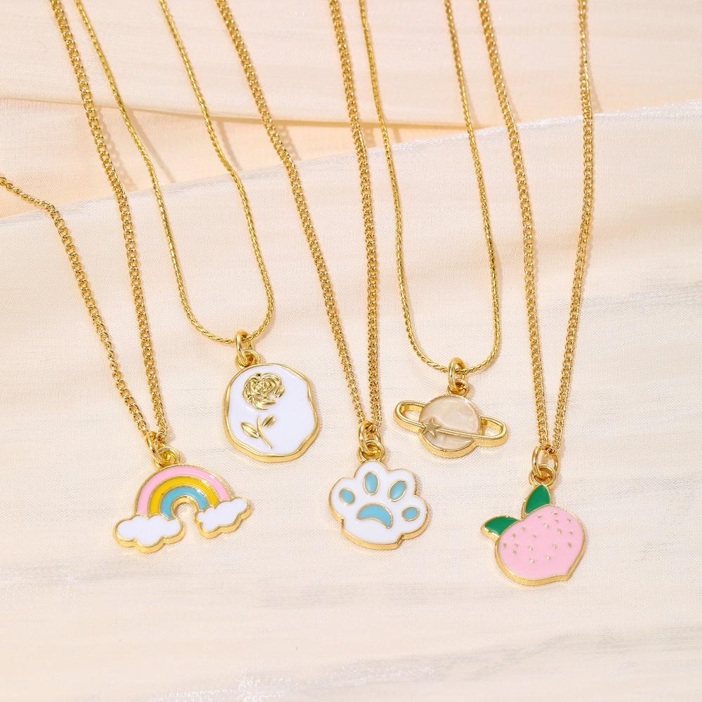 IF ME  5pcs/set Cartoon Tulips Necklace Set for Women Rainbow Evil Eyes Choker Lucky Accessories Jewelry