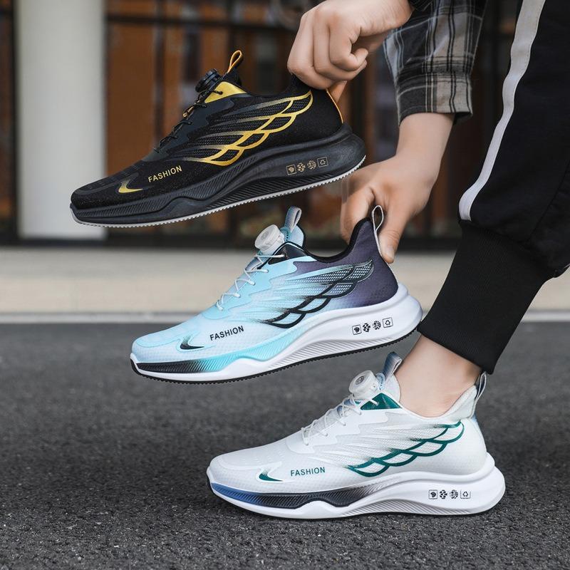 New rotating buckle sneakers summer heightening mesh breathable running shock absorption youth casual shoes