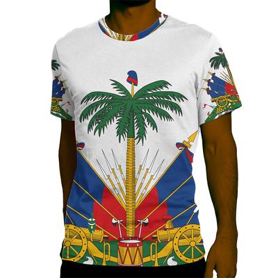 Haiti National Emblem Graphic T-Shirst For Men Clothing 3D Printed Tees Summer Casual Loose Oversized T-Shirts Short Sleeves Tops