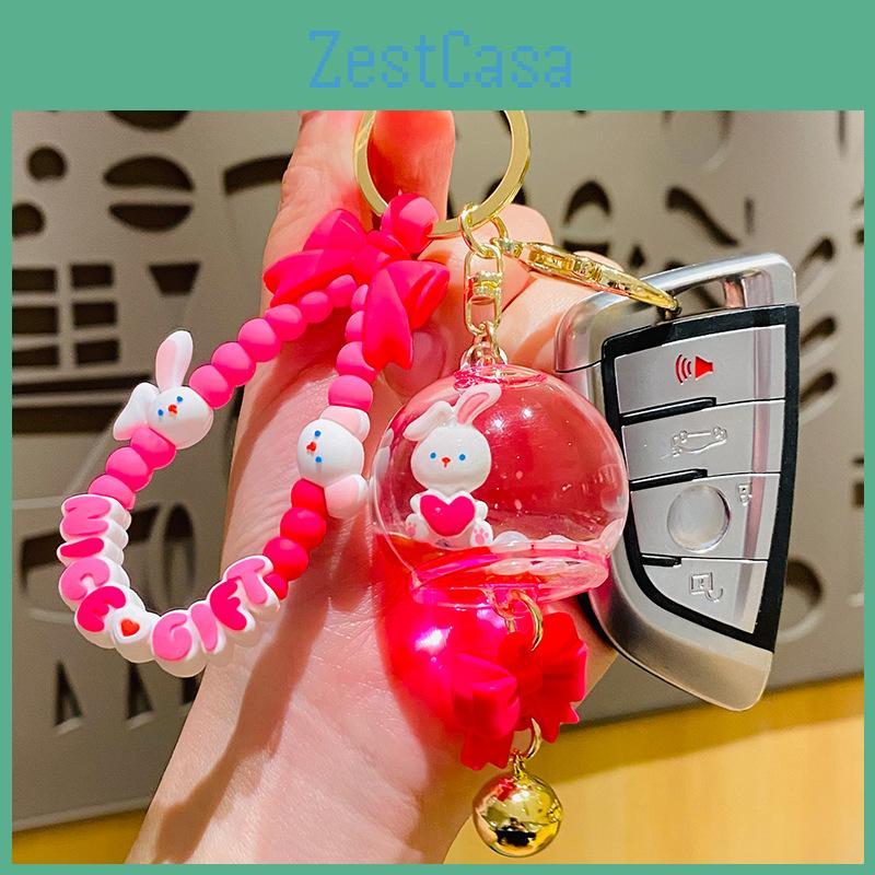 Cartoon Style Wind Chime Floating Bottle Keychain Adorable Bear Acrylic Gift Pendant