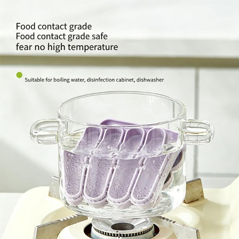 Flexible Silicone Ice Molds 4 Grids Ice Cubes Tray with Lid Suitable For Chilling Beverages And Parties