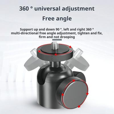 Mini kulová hlava z hliníkové slitiny otočná o 360 stupňů 45295 3/8palcový šroubový kovový LED video světelný článek