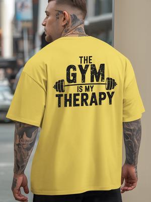 Men's Oversized Loose Summer Casual Letter Dumbbell Print Round Neck Short Sleeved Breathable Fitness Outdoor Jogging T-shirt