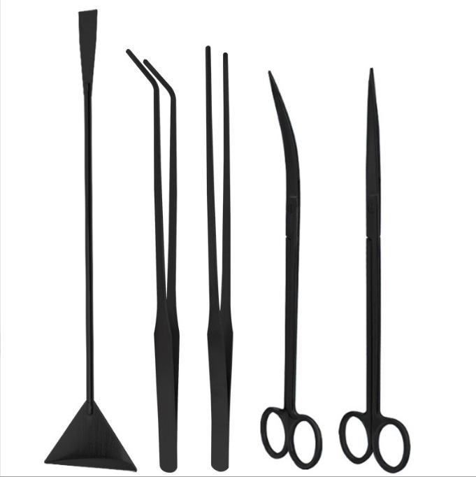 Aquatic Plant Trimming Kit: Stainless Steel Tweezers, Scissors, Clips, Flat Sand Shovel, Algae Scraper, Fish Tank Cleaning Supplies