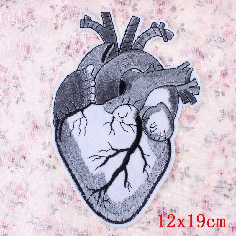 Punk Heart Embroidery Patch Iron On Patches For Clothing Thermoadhesive Patches On Clothes Waves Applique/Patches On Clothes