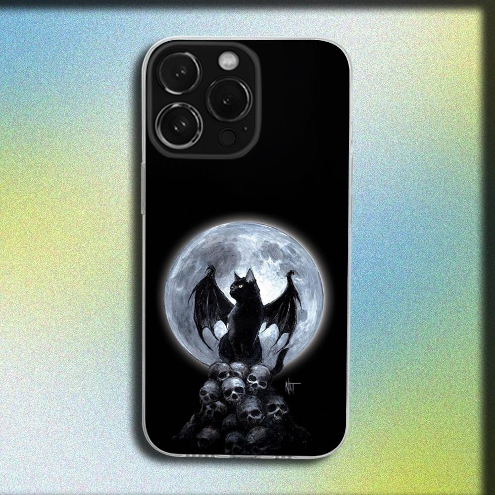 Goth Vampire Bat Gothic Phone Case For iPhone 16,15,14,13,12,11 Plus,Pro,Max,XR,XS,X,Plus,SE,Mini Transparent Soft Cover