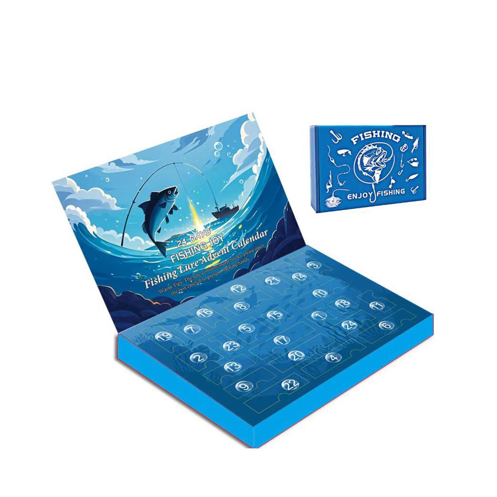 24pcs Enjoy Fishing Christmas Calendar Men's Fishing Calendar with Fishing & Fishing Accessories Fishing New Year Xmas Gift Box