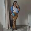 Leopard Print Mesh Low-Waist Fishtail Skirt for Women