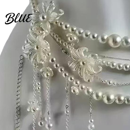 Durable Metal Waist Accessory Women Chain Multi Layer Faux Pearls