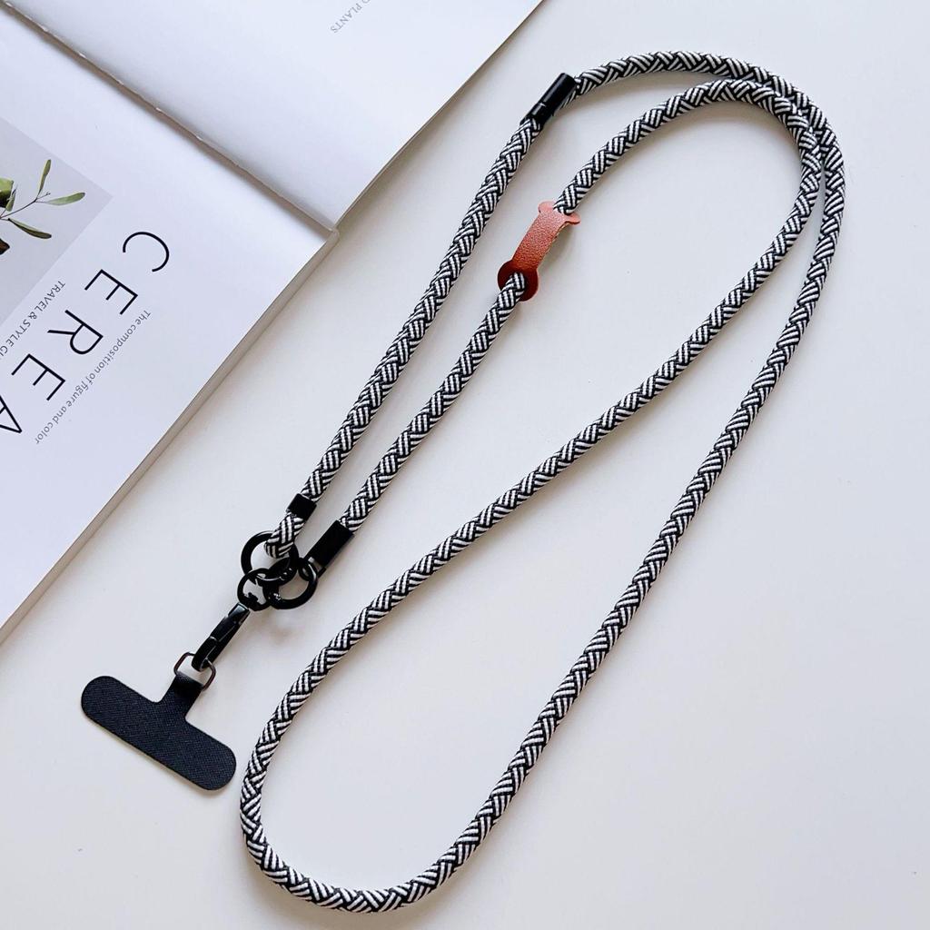 7mm Phone Lanyard Crossbody, 1.5m Adjustable Anti-Lost Neck Strap with Colored Chain and Leather Tag.