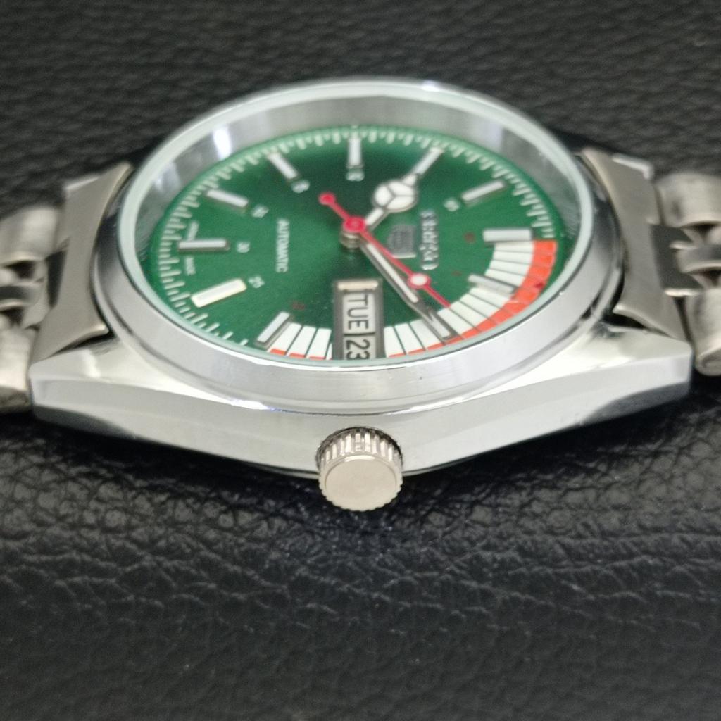 VINTAGE REFURBISHED SEIKO 5 AUTOMATIC 6309A JAPAN MENS GREEN WATCH A440753-4 Sk-a440753