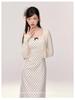 Women's Petite Polka Dot Maxi Dress & Cardigan Set