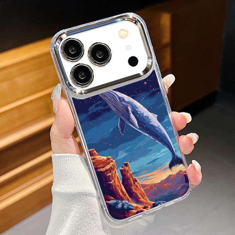 For iPhone 17 Pro Max Case Blue Giant Whale Ocean Pattern Soft Silicone Cover For Funda iPhone 16 Pro Max 15 14 13 12 11 17 Air