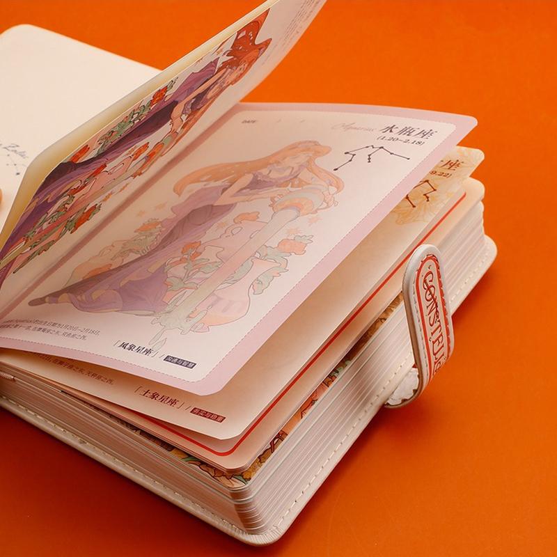 Pen Notatbok Fargeside Illustrasjon Mykt Skinn Magnetisk Spenne Studentdagbok Innbundet Notisblokk