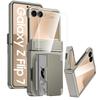 Für Samsung Galaxy Z Flip 7 mit Kartenhalter [RFID-Blockierung] & Scharnierschutz & HD-Displayschutz, Robustes kratzfeste Handyhülle - Champagner