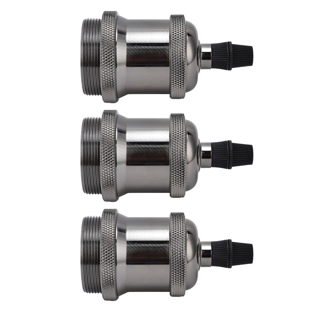 6 Stück Lampenfassung Metall E26 E27 Schraube Retro Beleuchtung Sockel Zubehör mit Erde Aluminium