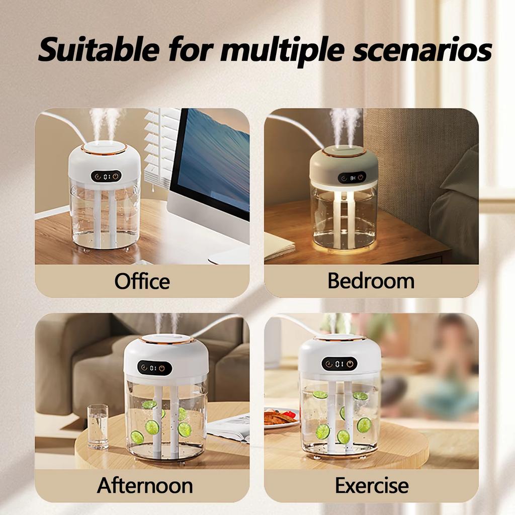 Large Capacity Dual Spray Humidifier Desktop Aroma Diffuser Home Bedroom Remote Timer Ambient Light Screen Display Mist Maker