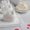 Handmade Creative 6-Grid Cartoon White Rabbit Silicone Mold Creative DIY Pudding Chocolate Candy Molds Baking Tool Candle Mould