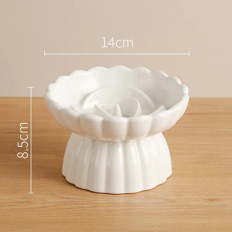 

Cat Food Bowl Ceramic Elevated Cats Small Dogs Slow Feed Bowls Anti-choking Pet Eating Feeders Anti-gulping Puppy Supplies pet белый