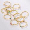 CARLIDANA Birthstone Rings for Women Birthday Gifts Jewelry Gold Plated Stainless Steel Rings Months Peach Heart Zircon Rings