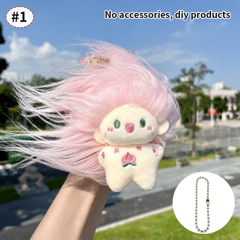 Creative Fried Hair Doll Keychain Ins Toothless Dolls Pendant Diy Hairstyle Little Girl Keyring Schoolbag Hanging Ornament