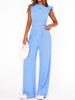 Women's 2026 Summer Solid Color Two-Piece Set with Ruffle Wide-Leg Pants