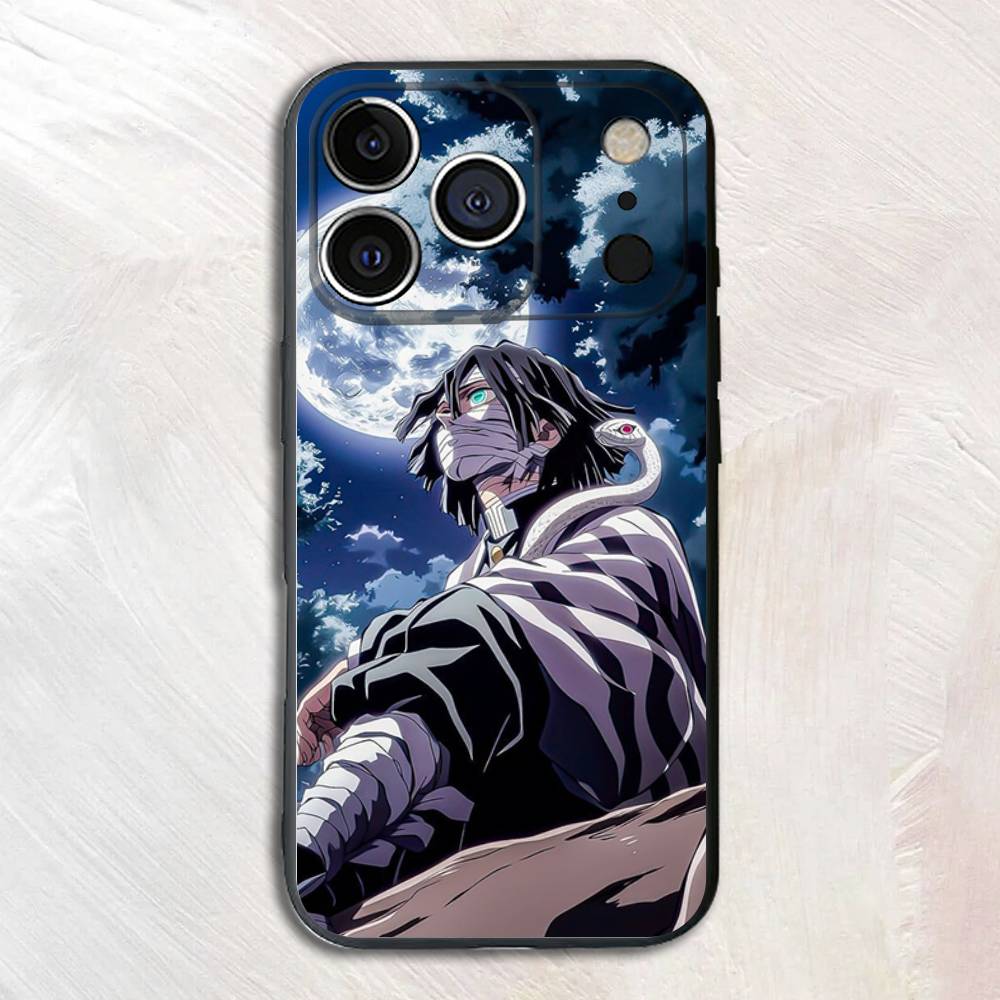 Creative D-Demon Anime Obanai Iguro Silicone Soft Phone Case For iPhone17,16,15,14,13,12,11 Pro Max Plus mini XS XR SE Cover