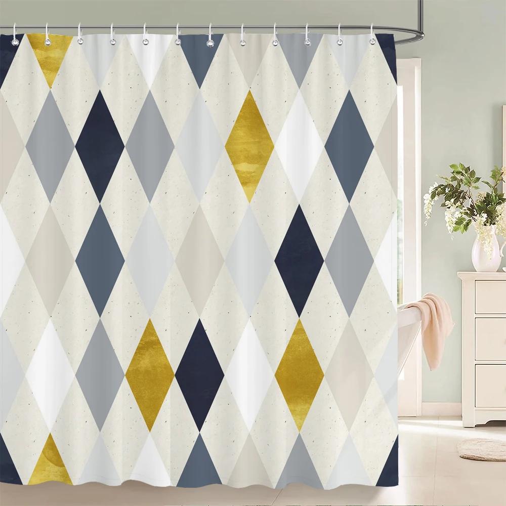 Geometry Pattern Shower Curtains Waterproof Polyester Personality Bathroom Curtain With Hooks Curtains For Bathroom Shower