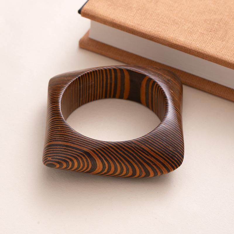 Wood Literary Bracelet Literary Retro Geometric Hexagonal Wood Bracelet Retro Ethnic Style Bracelet