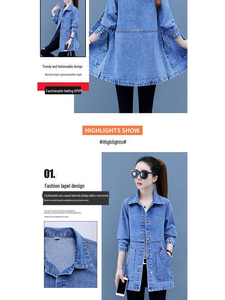 Damen Slim Fit Jeansjacke Windbreaker für Frühling & Herbst 2024