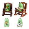 Mini Frog Figurine Resin Frog Sculpture with Rocking Chair Small Healing Frog Ornament for Car Interior Home Office Desktop