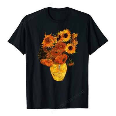 Van Gogh Sunflowers Tee  Yellow Flowers Art Painting Tshirt Unisex Popular Printed T Shirt Cotton Tshirts Design