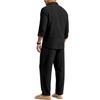 Men's Linen 2-Piece Outfit Lightweight Breathable Color Block Shirt and Straight Leg Pants Loose Fit Casual Set