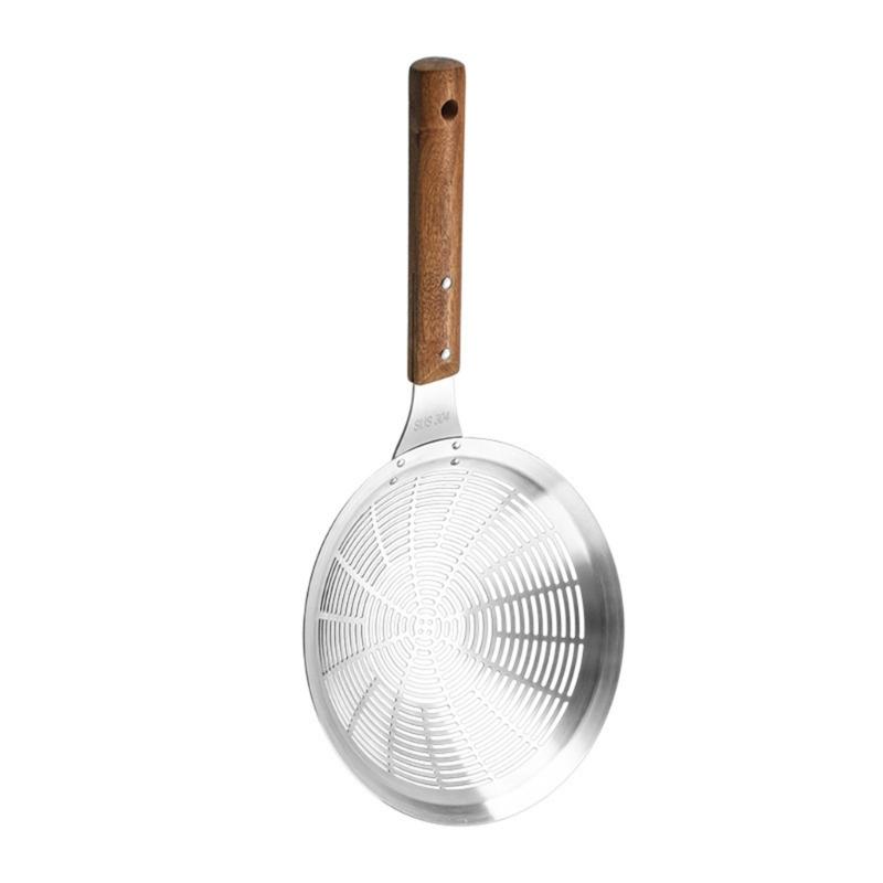 Kitchen Strainer Skimmer Ladle 304 Stainless Steel Mesh Colander with Long Wood Handle Cooking Utensils for Cooking