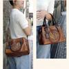 Johnature Women's Handbag Boston Bag Retro Embossed Handmade Large Capacity Versatile Shoulder Bag