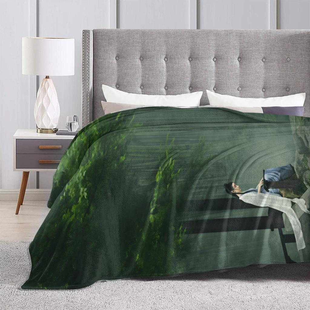 Chinese ink painting Soft Warm Blanket  Child Plush Throw Blanket Street Trend Couch Bed Flannel Bedspread Sofa Bed Cover