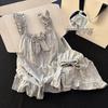 Women's Fairy Princess Nightdress - Summer 2024 Sweet Ruffled Short-Sleeve White Pajamas