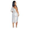 Solid Colour Evening Dress Sequins Strapless Sexy Elegant Mid-waist Women's Dress