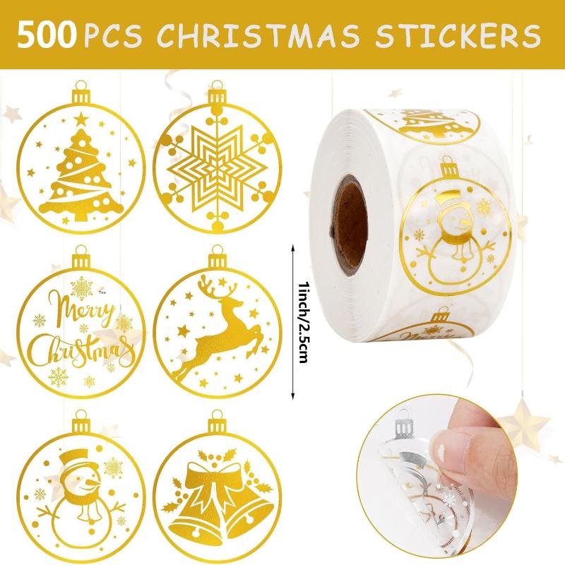 500pcs/set Round Transparent Christmas Snowman Stickers Party Christmas Gift WrappingLabels Photo Album Cute Stationery Stickers