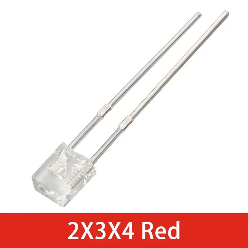 50/100pcs Super Bright 2*3*4mm LED Diode Kit Transparent Luminescence White Green Red Yellow Blue Led Lights Diodes 2x3x4mm