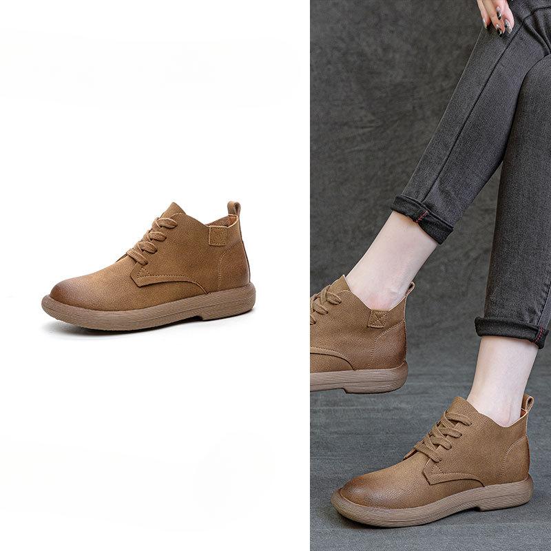 New Women's Shoes Chunky Heels Retro Casual Ankle Boots and Versatile Boots