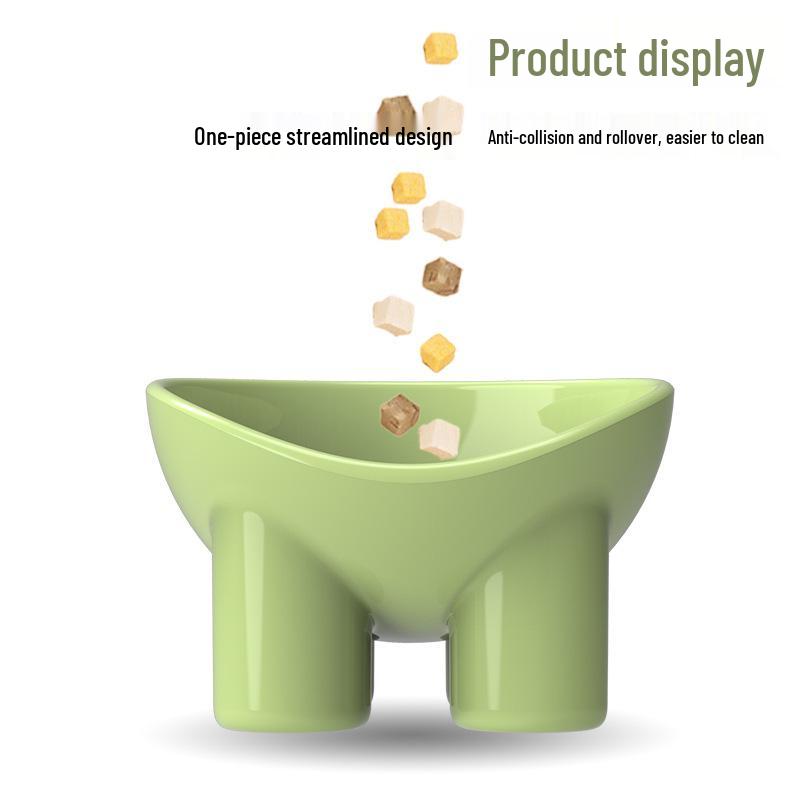Macaron Elephant Leg Slanted Cat Bowl - Anti-Tip Pet Food Dish