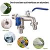 Double Head Water Faucet 1/2'' 3/4'' Water Splitter Connector Coupling Adapter Valve Switch Garden Hose Irrigation Tap Joint
