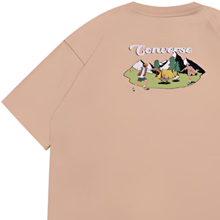 Converse T Shirts Men's Khaki Crew Neck Moderate Straight Fit 10025882-A03