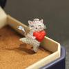 Fashion Cute Hug Love Heart Cat Brooches For Women Clothing Coat Jewelry Accessories Gifts